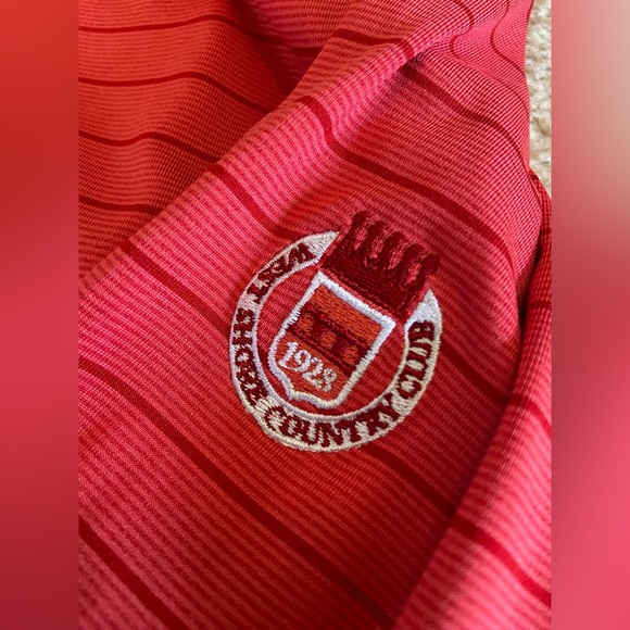 Cutter And Buck Red Striped Quarter 1/4 Zip XXL West Shore Country Club Patch - Picture 3 of 5